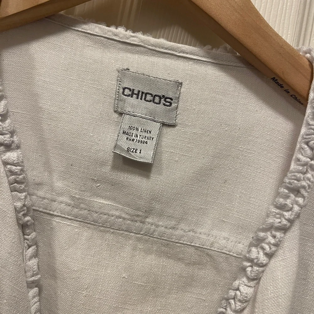Chico’s 100% Linen Open Blazer – Size 1 (Fits Like Medium)‎